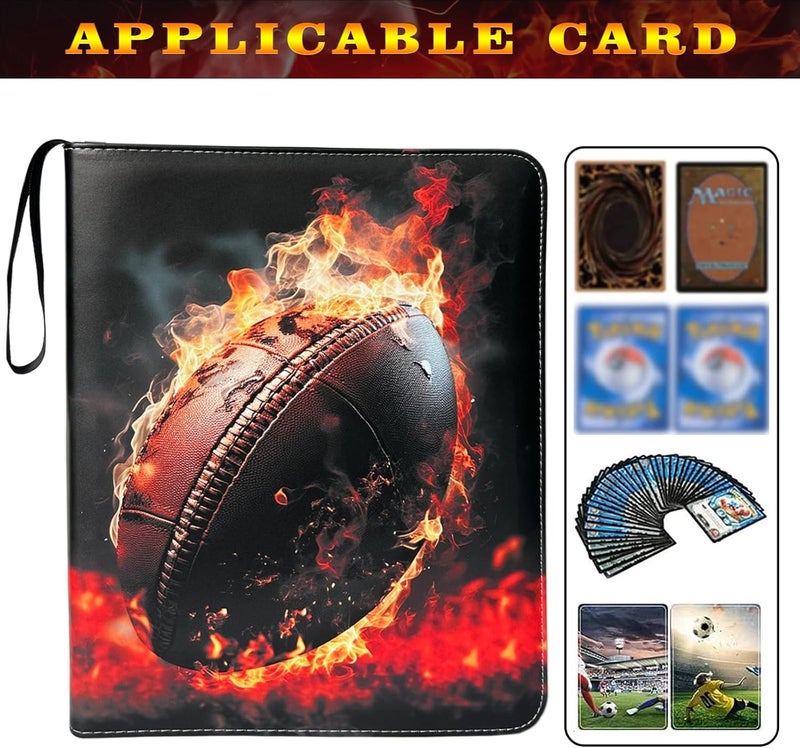 Anvoago Football Card Binder with Sleeves, 900 Pockets Trading Card Holder, Card Storage Organizer Case Compatible with Trading Card and Other Sports Cards - Image 4